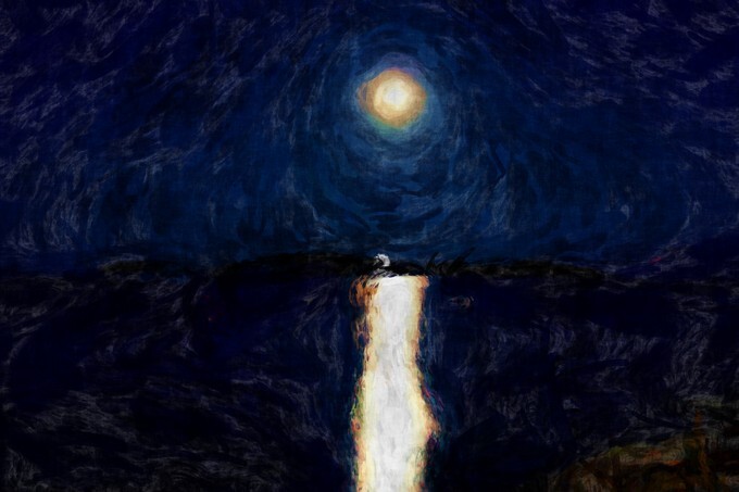 Moon light reflection painting